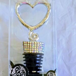 Heart Handle Wine Bottle Stopper with Rhinestone Band New With Tag 10 Available